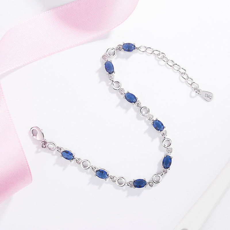 Pulsera de aleación de cristal de diamante azul corazón del océano al por mayor